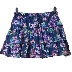 AEROPOSTALE Floral Skirt Medium Blue Summer Casual Women's Flowy Spring